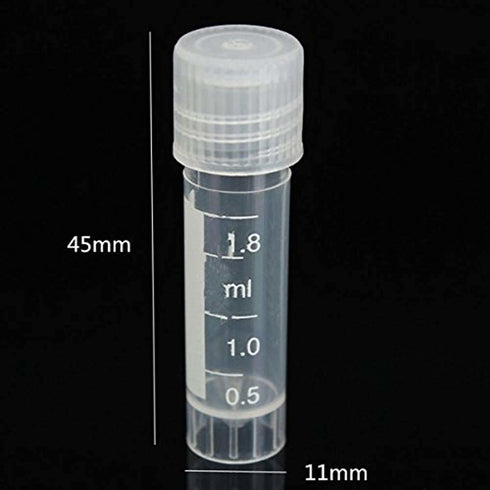 100pcs 2ml Graduated Plastic Cryovial Cryogenic Vial Tube Self Standing with Cap...