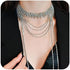 Missgrace Rhinestones Tassels Long Choker Necklaces Dainty Silver Luxurious Necklace Adjustable Rhinestones Pendant Necklaces Dainty Necklaces for...