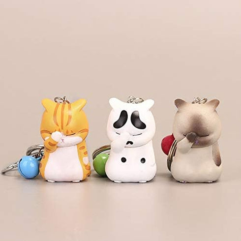 Lovely Cat Keyring - Cute Cats in Funny Poses Accessory, Cat Key Chain for Kitty Pet Owner Gift...