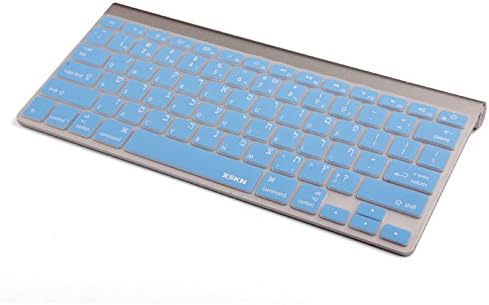 XSKN Hebrew Language Blue Color Silicone Keyboard Skin Cover Compatible with 2015 and Earlier Released MacBook Air 13 inch MacBook Pro 13 15 17 in...