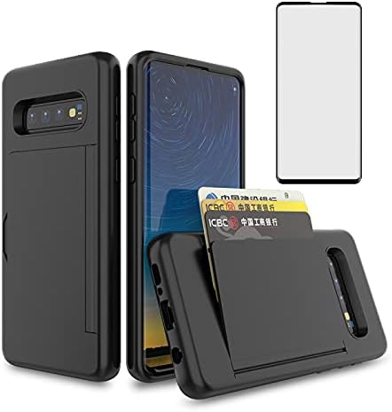 Asuwish Phone Case for Samsung Galaxy S10 with Tempered Glass Screen Protector Cover and Credit Card Holder Stand Slim Hybrid Cell Accessories Gla...
