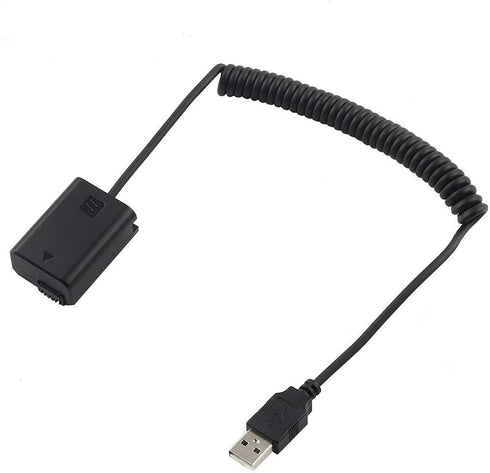 Full Decoded NP-FW50 Dummy Battery 5V 2A USB Power Adapter Spring Cable for Sony Mirrorless Camera Alpha A7 A7R A7S A7II A7RII A7SII A6500 A6400 A...