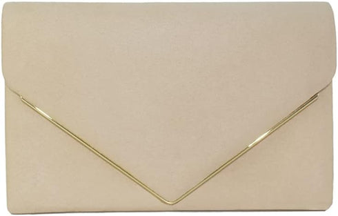 Evening Bags Women Clutch Purse Faux Suede Small Cute Classic Envelop Crossbody Handbag for Formal Wedding Party with Chain...