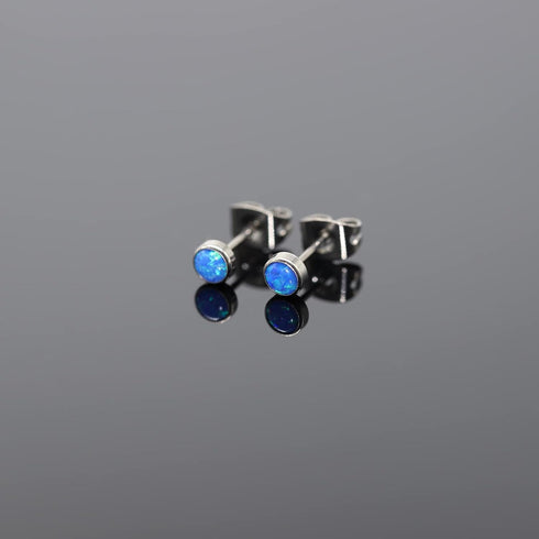 Earrings for Women, Titanium Opal Earrings Stud, Non-Nickel Girls Earrings, Hypoallergenic Earrings 3mm 4mm 5mm 7mm Round Birthstone Earring Studs...
