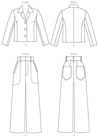 Vogue V1644E5 Women's Fitted Collared Jacket and Flared Pants Sewing Patterns by Kathryn Brenne, Sizes 14-22...