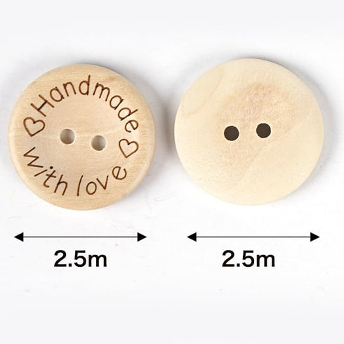 Chenkou Craft 100pcs 1" 25mm Handmade with Love Wood Buttons Craft Sewing Button (1"(25mm))...