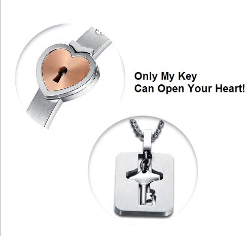 His and Hers Matching Set Couple Titanium "Only You Have My Key" Bangle Bracelet Simple Korean Style in a Gift Box...