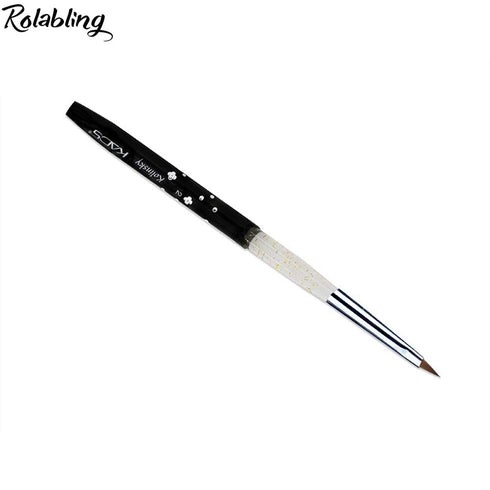 Size 2# Black 100% Kolinsky Sable Acrylic Nail Art Brushes UV Gel Nail Painting Pen Brushes (Size 2)...
