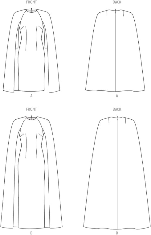 Vogue Misses' Fitted Cape Dresses Sewing Pattern Packet, Sizes 18-20-22-24-26, Multicolor...
