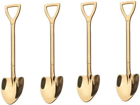 4 Pack Dessert Spoon 6 inch Shovel Shape Stainless Steel Spoons Ice Cream Fruit Spoon for Home Kitchen or Restaurant, Gold...