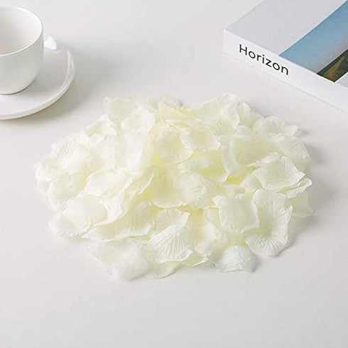 HongyiTime 1200 PCS Artificial Silk Rose Petals Decoration for Romantic Night, Wedding, Event, Party, Decoration,Rose Petals (Ivory)...