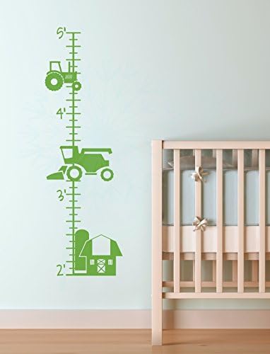 Farm Tractor Growth Chart Vinyl Height Ruler Boy Bedroom Décor Wall Decals Lime Green...