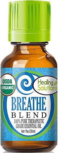 Healing Solutions Breathe Easy Organic Essential Oil - Pure & Undiluted Essential Oil Blend for Diffuser, Humidifier, Aromatherapy - 1 oz (30ml)...