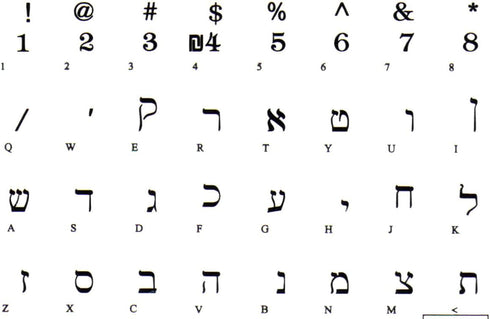 Hebrew Keyboard Stickers Transparent Background Black Letters for PC Computer Laptop Keyboards...