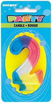 Unique Vibrant Number "2" Rainbow Birthday Candle - 2.75" (1 Pc) - Perfect for Memorable Second Birthday Celebrations...