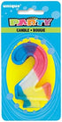 Unique Vibrant Number "2" Rainbow Birthday Candle - 2.75" (1 Pc) - Perfect for Memorable Second Birthday Celebrations...