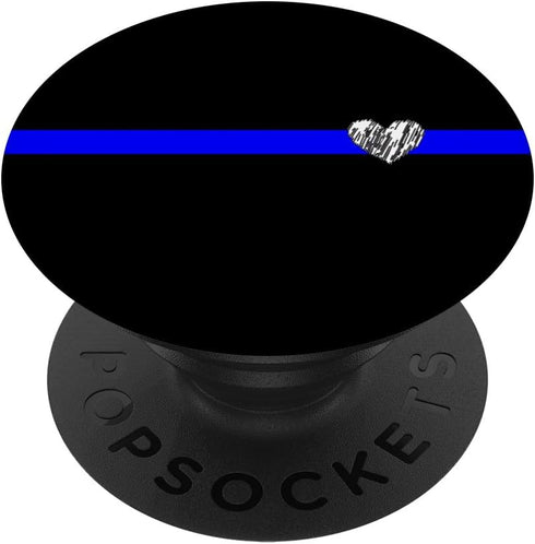 Fallen officer remembrance thin blue line design with Heart PopSockets Adhesive PopGrip...