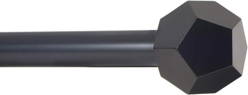 Ivilon Drapery Treatment Window Curtain Rod - Faceted Hexagonal 1 inch Pole. 16 to 28 Inch (Side Curtain Rod) Black...