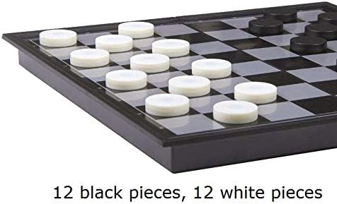 8x8 Board Checkers Draught 64 Squares, Table Game, Draughts, Checkers with Extendable Board 9x9 Inch, 12 Black 12 White Pieces Draughts 8x8 Board...