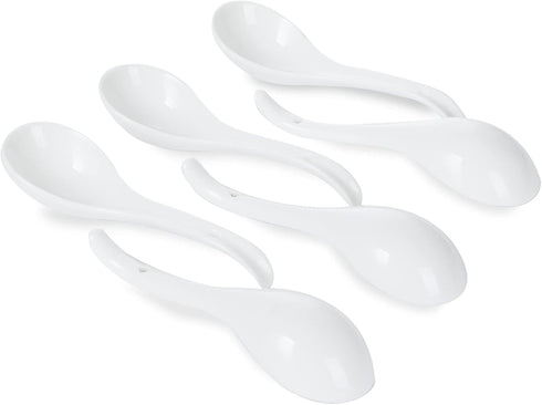 Asian Soup Spoons Set of 6, Ceramic Japanese Soup Spoons, Ramen Spoon for Cereal Wonton Dumpling Noodles,Table Spoon Set Dishwasher Safe Easy To C...