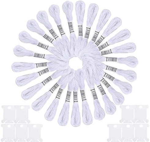 White Embroidery Floss,26 Skeins Embroidery Threads for Cross Stitch,Friendship Bracelets String,and DIY Art Craft ,with 10 PCS Floss Bobbins...