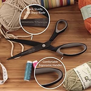 BambooMN Titanium Softgrip Scissors Set for Sewing, Arts, Crafts, Office - 1 Set of 3 - Black w/Grey Inlays...