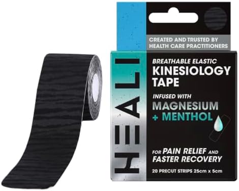 Heali Kinesiology Tape with Magnesium and Menthol, 20 Pcs Precut Strips, K Tape Roll, Knees, Physical Therapy Sports Tape for Muscle and Joint Pai...