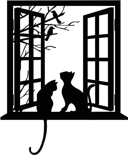 BIBITIME Tree Branch Fake Window Black Cats Wall Art Stickers for Bedroom Living Room Coffee Shop Vinyl Decals Nursery Bedroom Kids Room Decor 16....