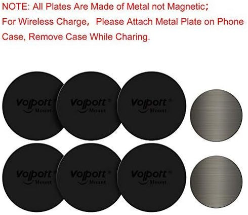 volport Mount Metal Plates Replacement 6pcs for Magnetic Phone Magnet Car Mount, 3M Strong MagicPlate Metal Disc Sticker Adhesive Round for Magnet...