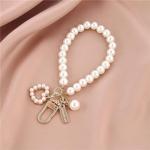 Women's Imitation Pearl Chain, Golden Car Key Chain Backpack Key Pendant Accessories Key Ring Charm Gifts, Love Heart Car Keychain, Car Key Chain,...