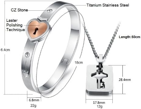 His and Hers Matching Set Couple Titanium "Only You Have My Key" Bangle Bracelet Simple Korean Style in a Gift Box...