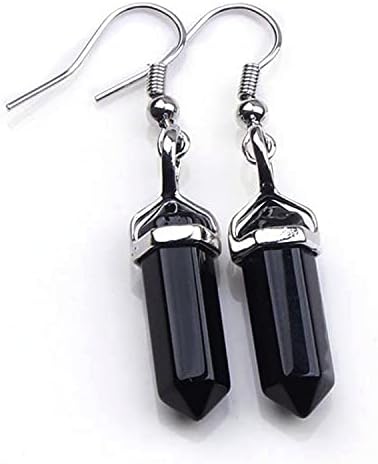 Healing Crystal Hexagonal Points Drop Dangle Earrings Set Quartz Natural Stone for Women Chakra Natural Quartz Stones Amethyst Gemstone Hook Spiri...