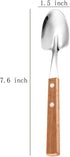 Retro Wooden Handle Spoon,Shovel Shape Stainless Steel Spoons,Ice Cream Fruit Spoon, Silver Silverware With Brown Handle, 4 Pcs....