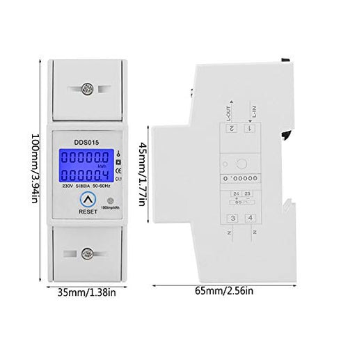 Single Phase Energy Meter 5-80A 230V 50Hz Electric KWh Meter LCD Energy Meter Watt Meter, DDS015 Single Phase Din Rail KWH Energy Meter...