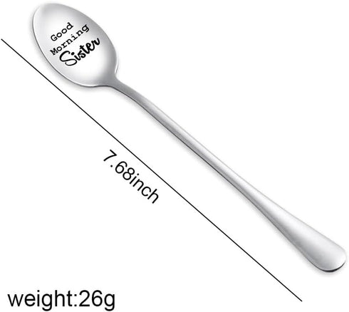 Big Lil Sister Christmas Gifts from Brothers Sisters Gift for Teen Girls Good Morning Sister Engraved Spoon for Stepsister Sister in law Birthday ...