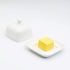 NAGU Mini Square Butter Dish with Lid, White Procelain Domed Cheese Dish with Handle Individual Serving Small Butter Tray, Cute Ceramic Dessert Se...