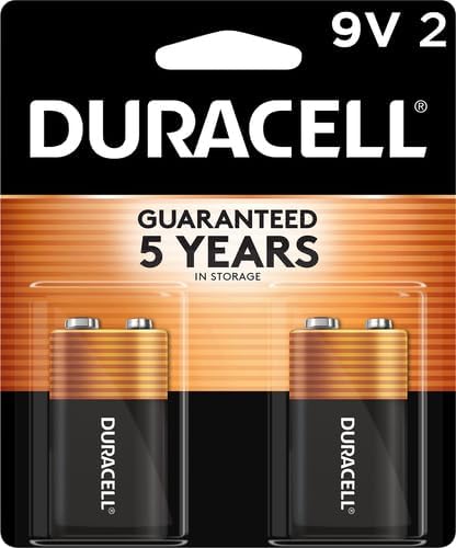 Duracell Coppertop 9V Battery, 2 Count Pack, 9-Volt Battery with Long-lasting Power, All-Purpose Alkaline 9V Battery for Household and Office Devi...