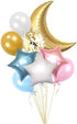 34 PCS Twinkle Little Star Baby Shower Birthday Party Decoration,Moon and Star Mylar Balloons for Gender Reveal Party,Blue Pink White Gold Confett...