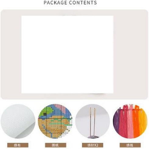Qeerysew Cross Stitch Kits Stamped Full Range of Embroidery Starter Kits for Beginners DIY- Printed Kits Gifts(Printed) 16.9x17.3inches...