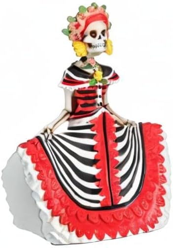 Dod Red Senorita Mexican Traditional Skeleton Sculpture...
