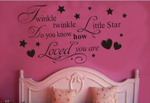 Twinkle Little Star Do You Know How Loved Are - Girl's or Boy's Room Kids Baby Nursery - Vinyl Wall Decal, Lettering Art Letters Decor, Quote Desi...