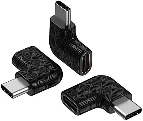 USB C Right Angle Adapter,90 Degree USB C to USB Type-C Male to Female Adapter (3 Pack). Support USB-C 3.1 PD 100W Quick Charge 10Gb/s Data Transf...