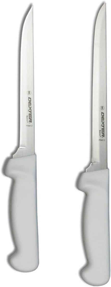 Dexter-Russell 7" and 8" Fillet Knife w/Polypropylene White Handle,Boning Knife, Flexible Fillet Knives for Meat Fish Poultry Chicken,bundle...