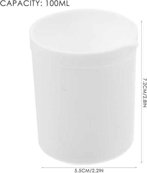 Baluue 2pcs PTFE Teflon Beaker 100ml Polypropylene Lab Beaker White Lab Measuring Cup Plastic Liquid Cup Container for Science Experiment, School ...