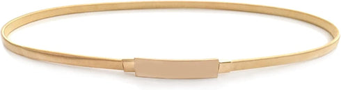 Women Skinny Metal Waist Belt Elastic Chain Belt Thin Waistband for Dress, Gold...