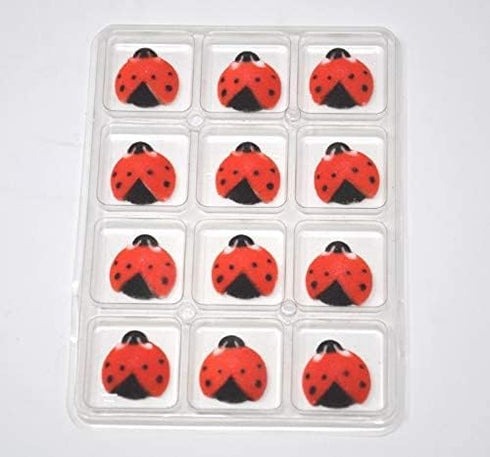 Lucks Ladybug Sugar Decorations Dec-on for Cupcakes Cakes decorations 24 Pk...
