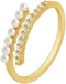 Elegant Pearl Open Stacking Ring Sterling Silver S925 Yellow Gold Crystal CZ Eternity Engagement Statement Rings Wrap Tail Finger Band for Women G...