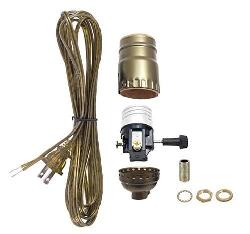 B&P Lamp® Antique Brass Socket with Matching Cord Set and Basic Hardware...