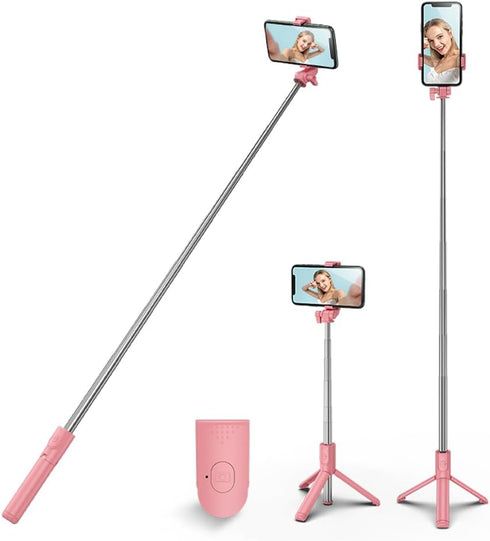 Selfie Stick Tripod,3 in 1 Extendable 360° Rotation Tripod Stand with Detachable Wireless Remote Portable Mobile Phone Holder Compatible with iPho...
