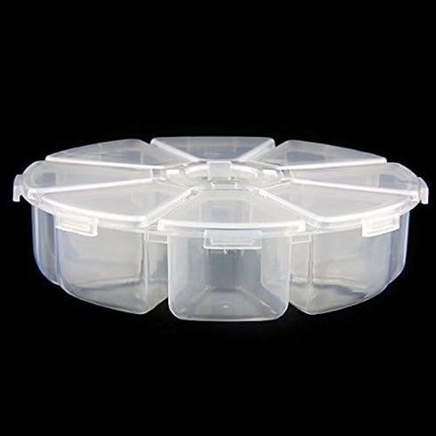 ALL in ONE 3pcs Round Clear Plastic Storage Box Bead Organizer Display Containers (10X2.5cm 8 Grids)...